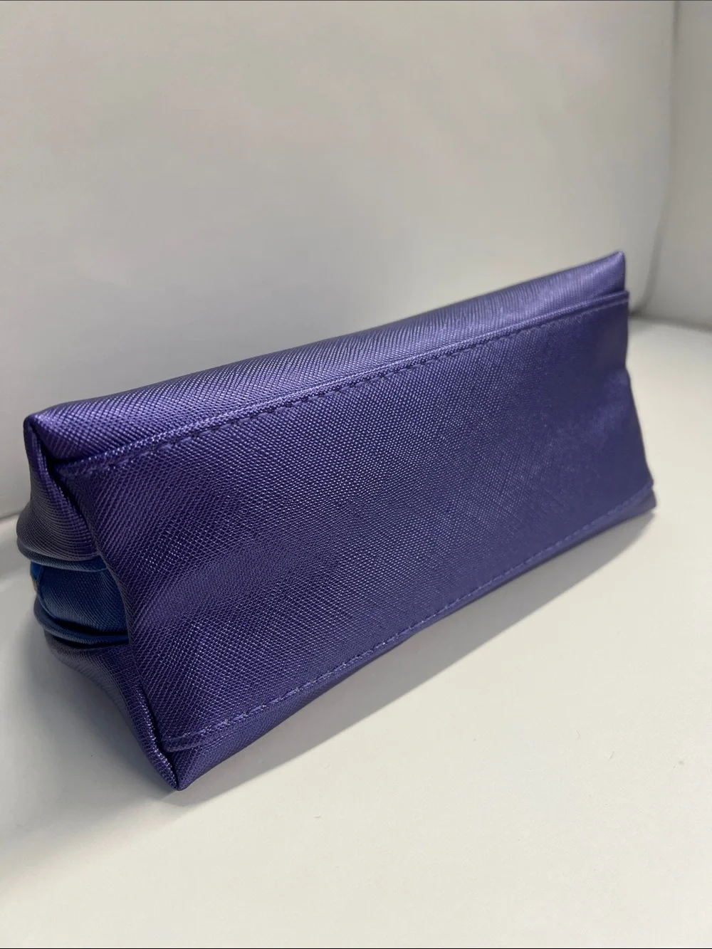 LaMer Purple Crosshatch Vegan Leather Zip Around Pouch Clutch - New